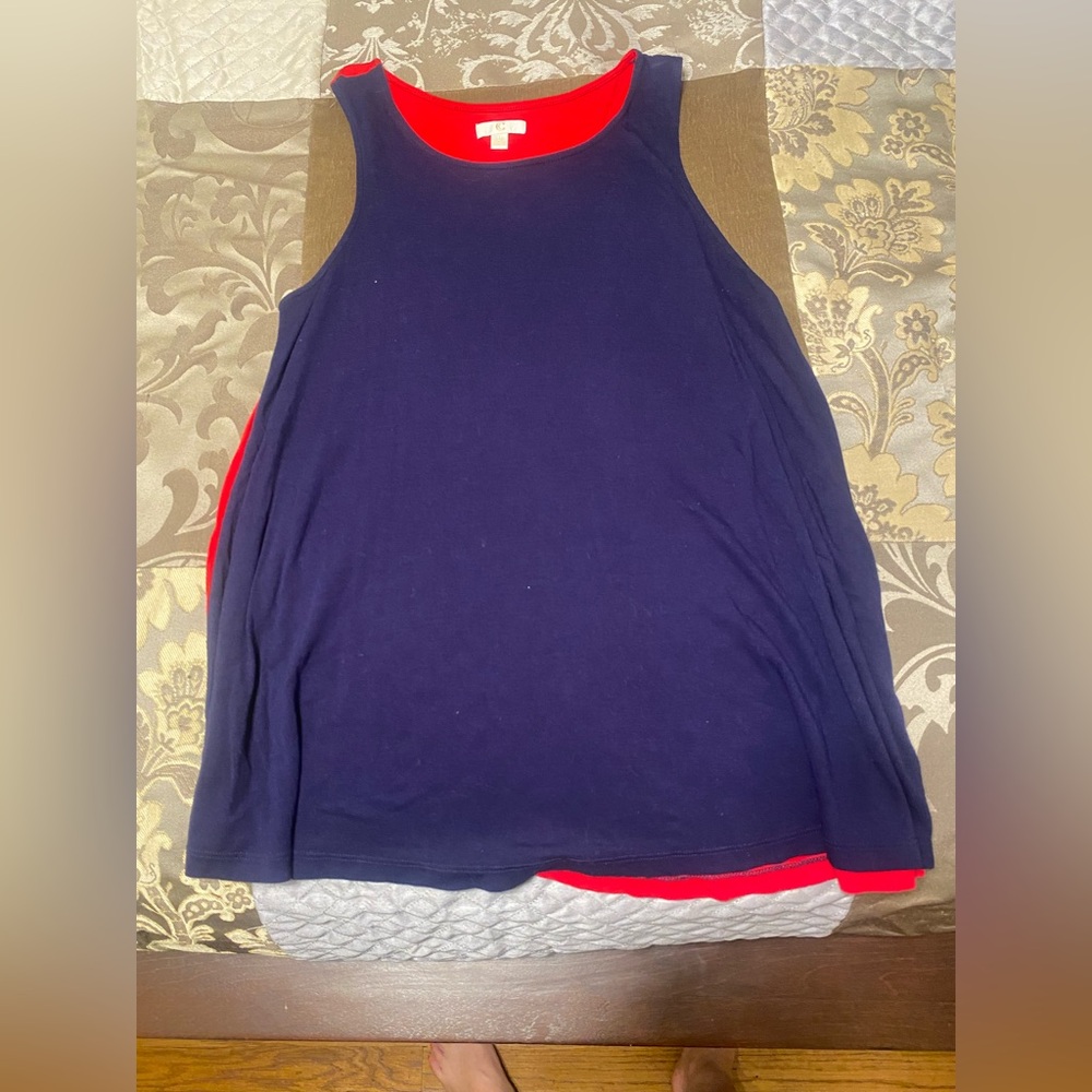 Charming Charlie Navy and Red Tank Top